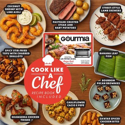 Gourmia Toaster Oven Digital Air Fryer - Convection Mode with 4 Slice Capacity, 3 Rack Positions, 12 Presets, Toast, Bagel, Bake, Roast, Broil, Dehydrate, Popcorn, Fits 9" Pizza, Stainless Steel
