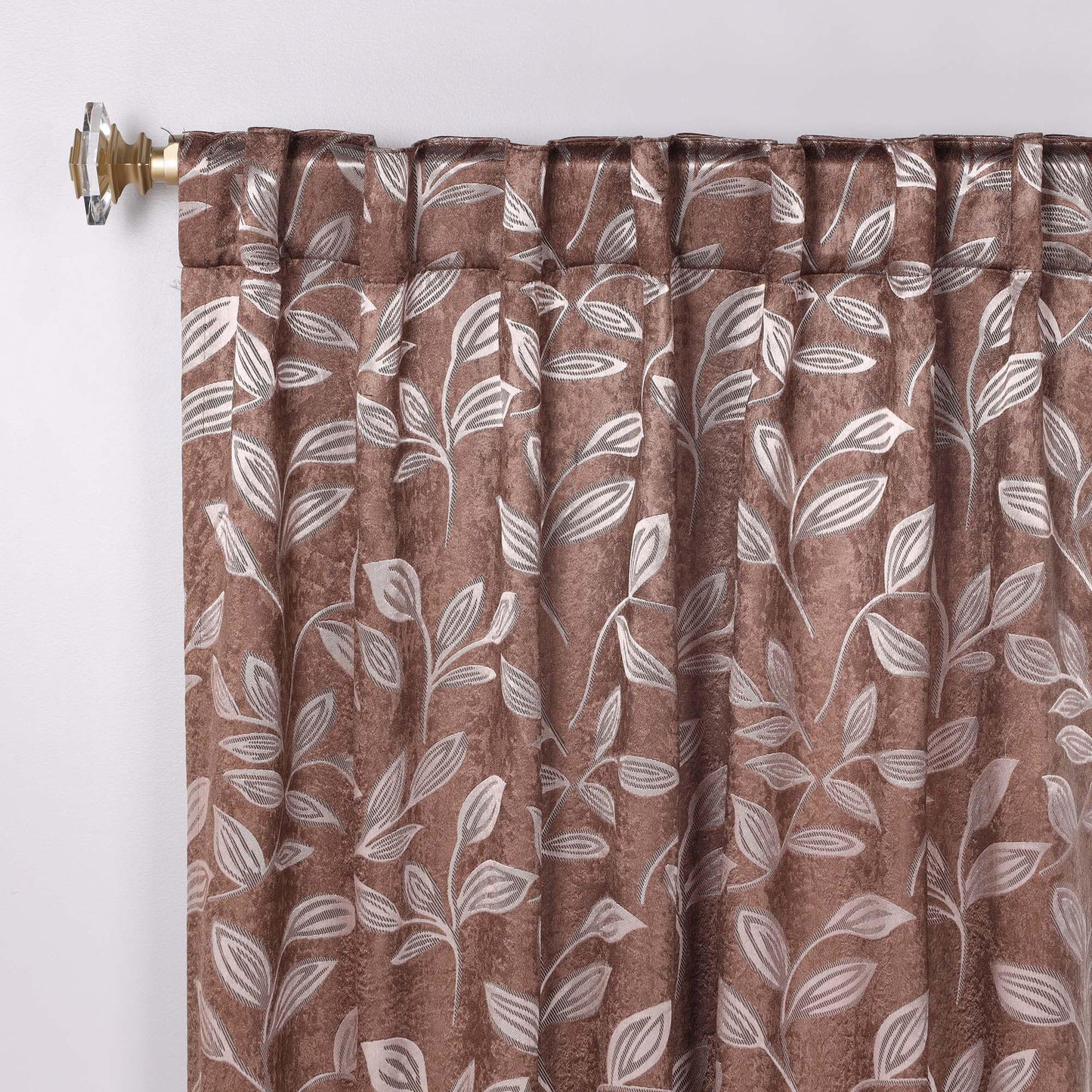 Superior Blackout Curtains, Room Darkening, Bedroom, Drapes, Kitchen, Living Room Window Accents, Sun Blocking, Thermal, 2 Pack, Leaves Blackout Back Tab Curtains, Set of 2, 52" x 96", Copper