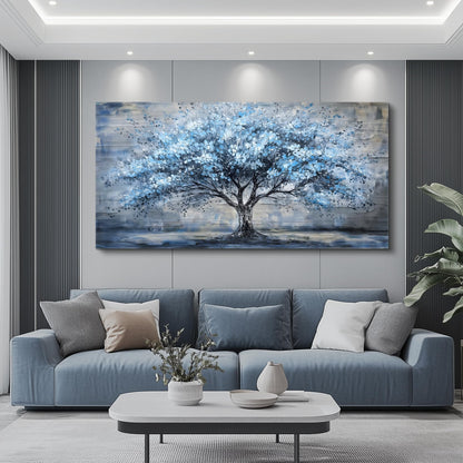 FUHAIHUA Canvas Wall Art for Living Room Wall Decor for Bedroom Office Modern Hotel Wall Decorations Blue Tree Landscape Paintings Abstract Pictures Artwork Room Aesthetic Home Decor 20x40 in