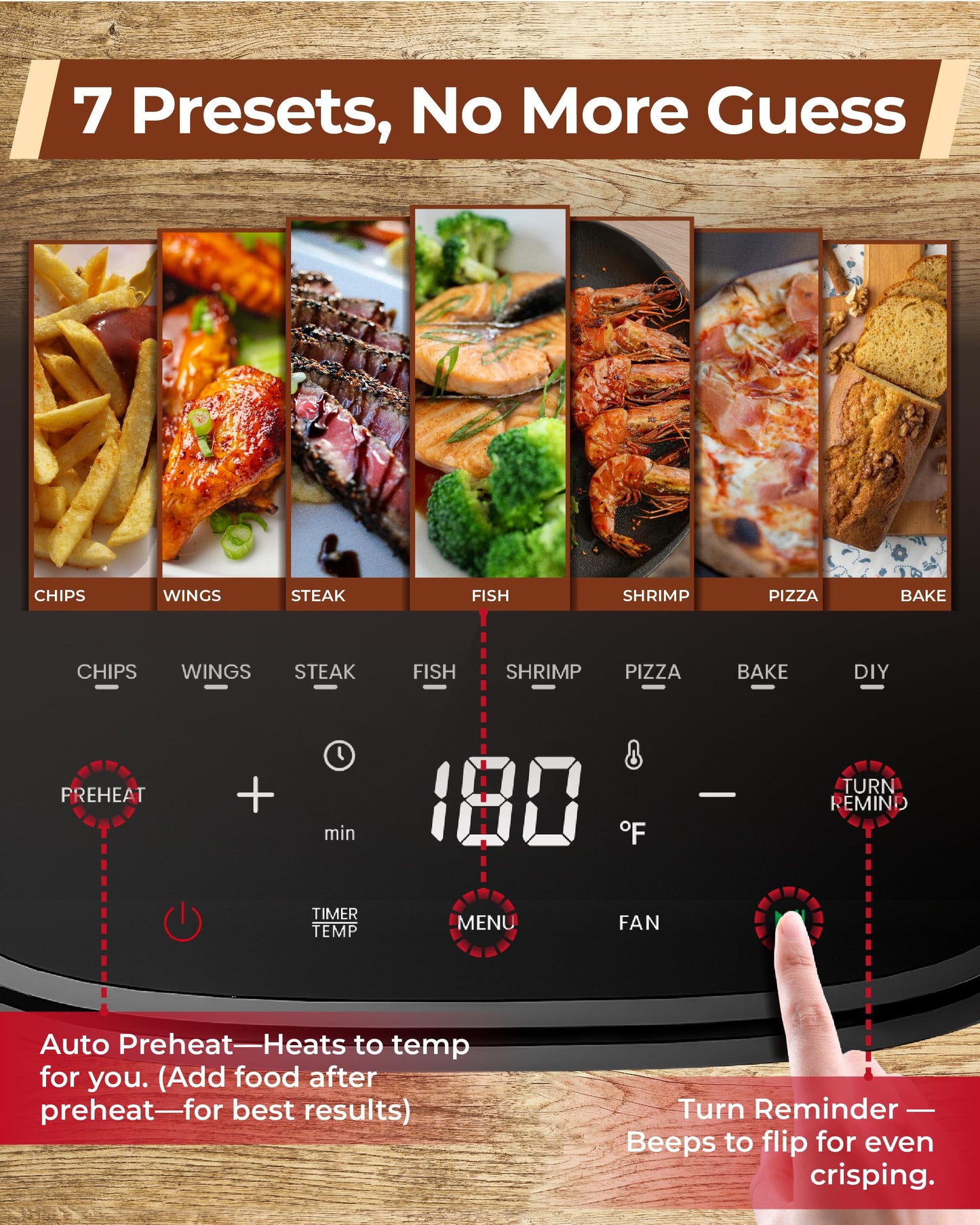 Cartman 4QT Compact Air Fryer, Ultra-Flat 6.7" Height Small Airfryer, Adjustable Airflow Design, Viewing Window, Up to 450℉, 7 Presets Touchscreen, Portable Air Fryer, Black