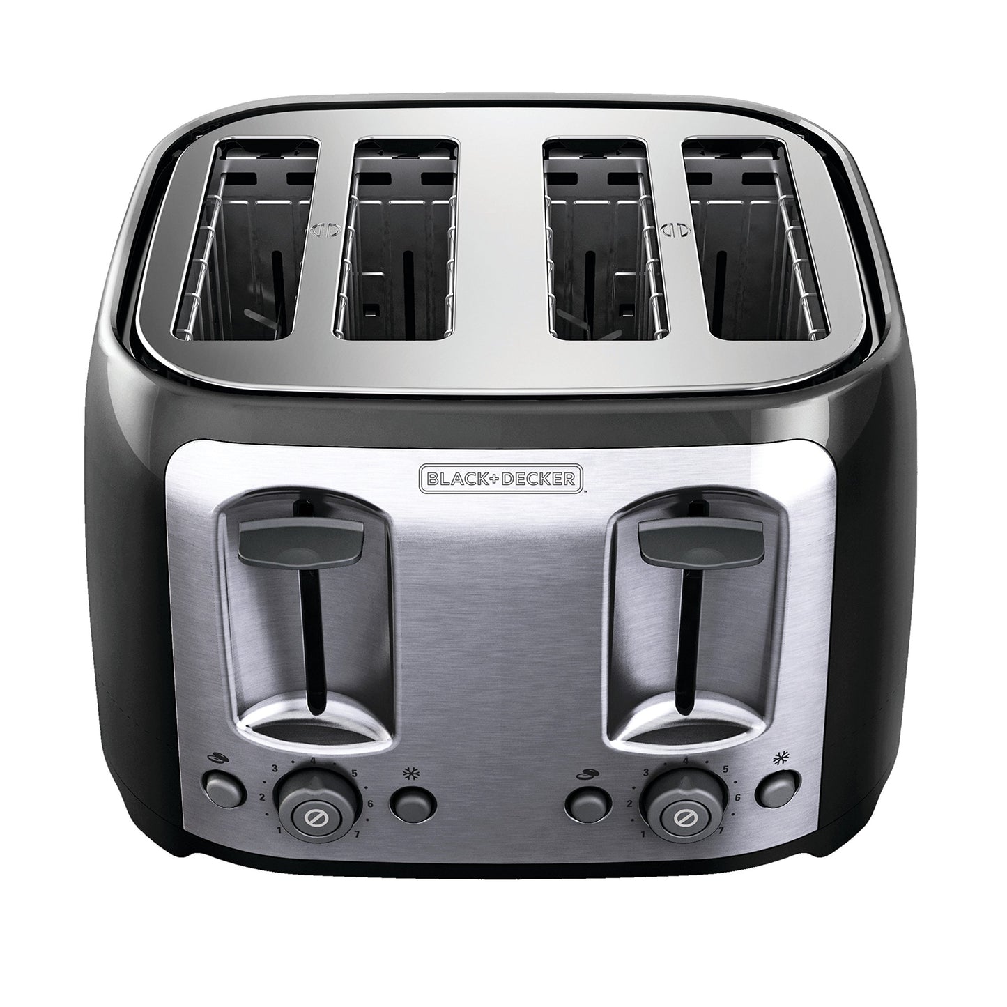 BLACK+DECKER Toaster 4 Slice, Classic Oval, Black with Stainless Steel Accents, TR1478BD