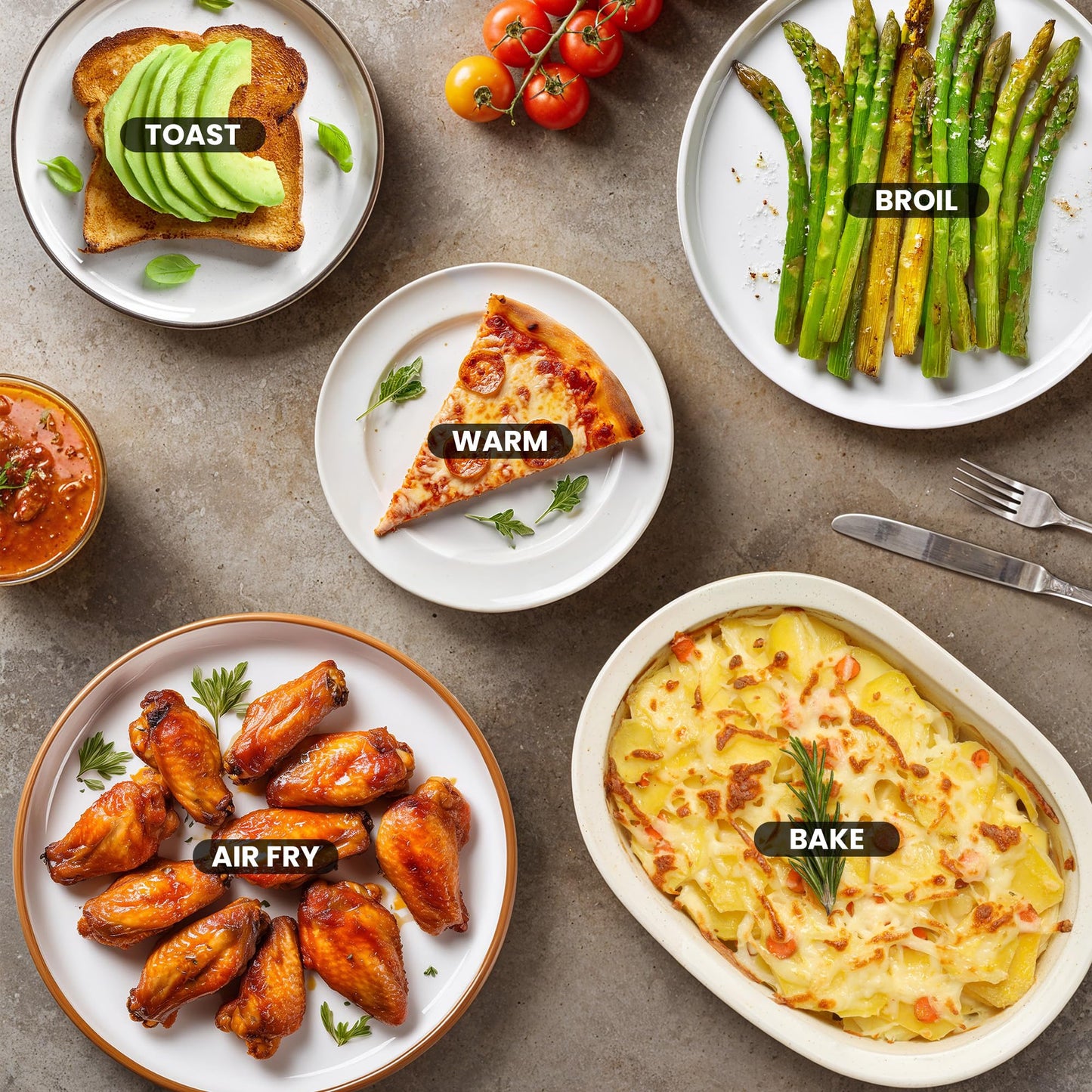 Elite Gourmet EAF0852SS 8.5Qt. Capacity Air Fryer Oven, Air Fry, Broil, Toast, Bake & Broil with Convection, Time and Temperature Controls, 800-Watts, Includes 25 Delicious Recipes, Stainless Steel