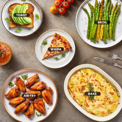 Elite Gourmet EAF0852SS 8.5Qt. Capacity Air Fryer Oven, Air Fry, Broil, Toast, Bake & Broil with Convection, Time and Temperature Controls, 800-Watts, Includes 25 Delicious Recipes, Stainless Steel
