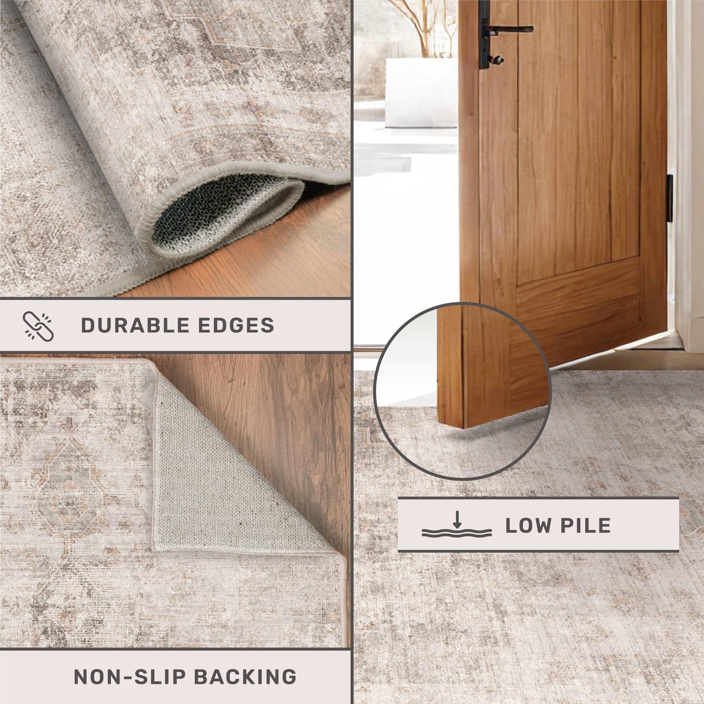 Beige Brown 2'6''x8' Bathroom Runner Rug, Washable Non-Slip 8ft Long Hallway Runner Rug for Entryway, Kitchen, Abstract Modern Home Décor