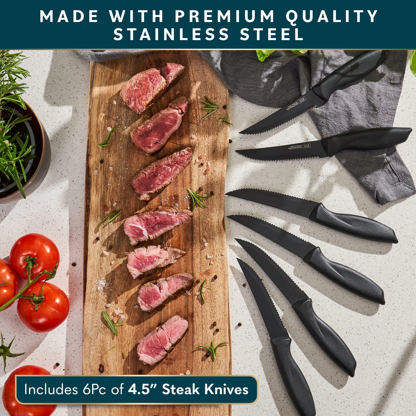 Home Hero Kitchen Knife Set - High Carbon Stainless Steel Blades & Built-In Sharpener - Ergonomic Handles & Cutlery Block Storage - Precision Cooking Prep with Chef Knife - 20 Pc, Black