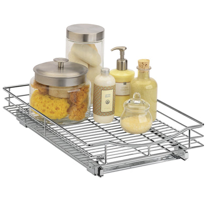 LYNK PROFESSIONAL® Pull Out Cabinet Organizer, 14" x 21" Slide Out Cabinet Organizer Pull Out Drawer – Pull Out Shelves for Kitchen Cabinets – Under Sink Organizers - Lifetime Ltd. Warranty, Chrome