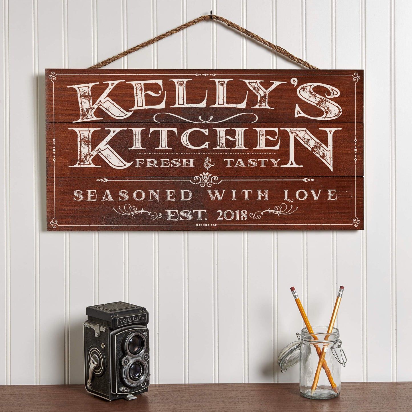 Artblox Personalized Kitchen Signs Custom Wood Sign Printed On Real Pine Wood Kitchen Wall Decor Personalized Gifts For Wife Christmas Gift Ideas Rustic Home Decor Customized Gifts