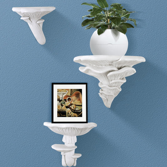 UITWMKTG 3 Pack Mushroom Shelves Floating Shelf Cottage Core Wall Decor Cute Hanging Shelf for Home Living Room Bedroom Kitchen Unique Wall Decor White