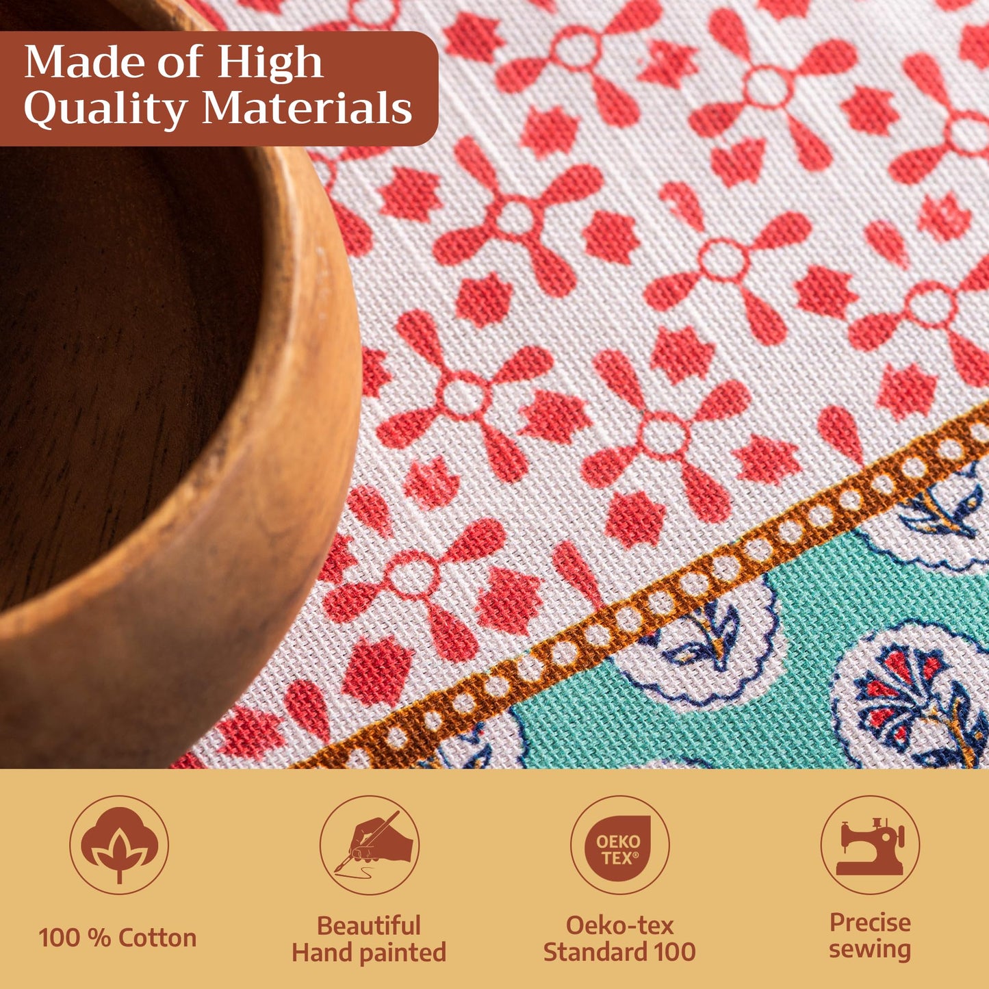 Maison d' Hermine Table Cloth Square Table 100% Cotton 54 x 54 Inches Tablecloth Reusable Decorative for Dining Kitchen Room Farmhouse Home Gifts for Mothers Day Spring Summer - Provence