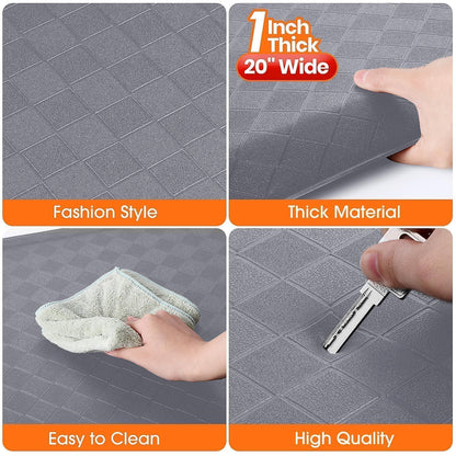 StepRite 1” Thick Kitchen Mats for Floor, Anti Fatigue Kitchen Rugs, Non-Slip,Heavy Duty Water Resistant Kitchen Rug, Standing Desk Mat for Friends, Family, Home, Kitchen, Office (39" x 20", Grey)