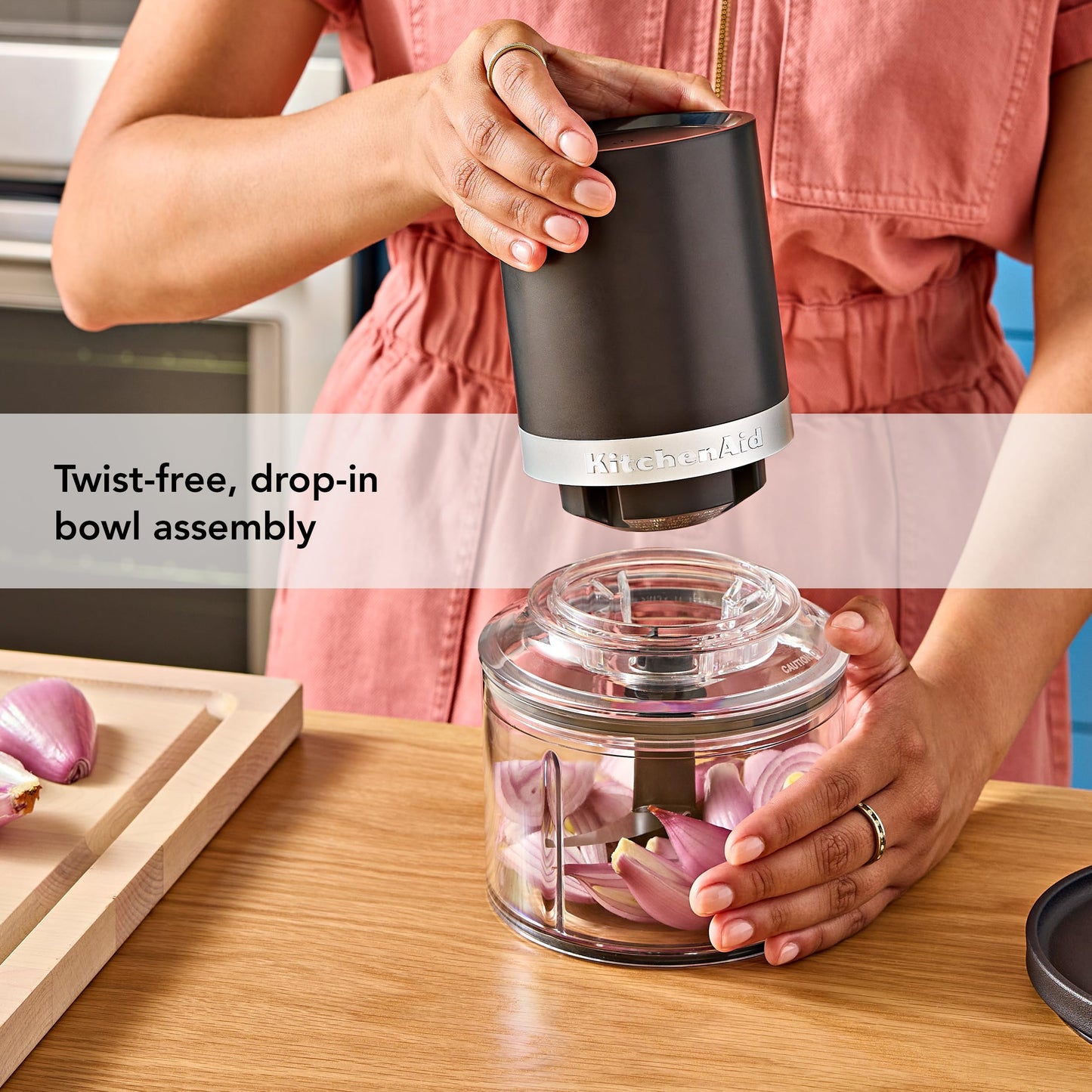 KitchenAid Go Cordless Top Down Chopper - battery included, KTCR351, Black Matte
