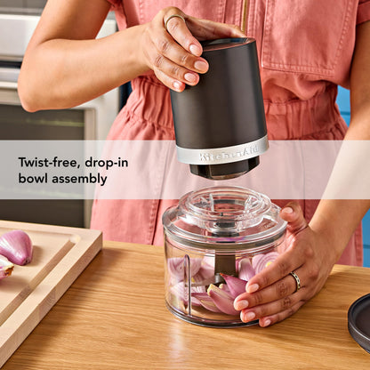 KitchenAid Go Cordless Top Down Chopper - battery included, KTCR351, Black Matte