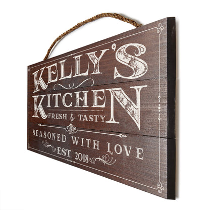 Artblox Personalized Kitchen Signs Custom Wood Sign Printed On Real Pine Wood Kitchen Wall Decor Personalized Gifts For Wife Christmas Gift Ideas Rustic Home Decor Customized Gifts