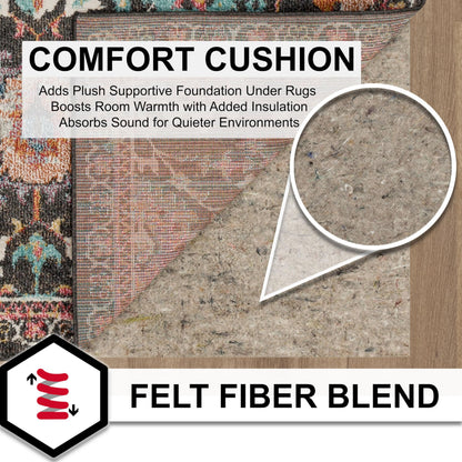 Mohawk Home Non Slip Rug Pad 6' x 9'- 1/4" Thick Felt + Latex Rubber Gripper - Dual Surface Cushion for Hardwood, Carpet, Tile Floors, Made in USA