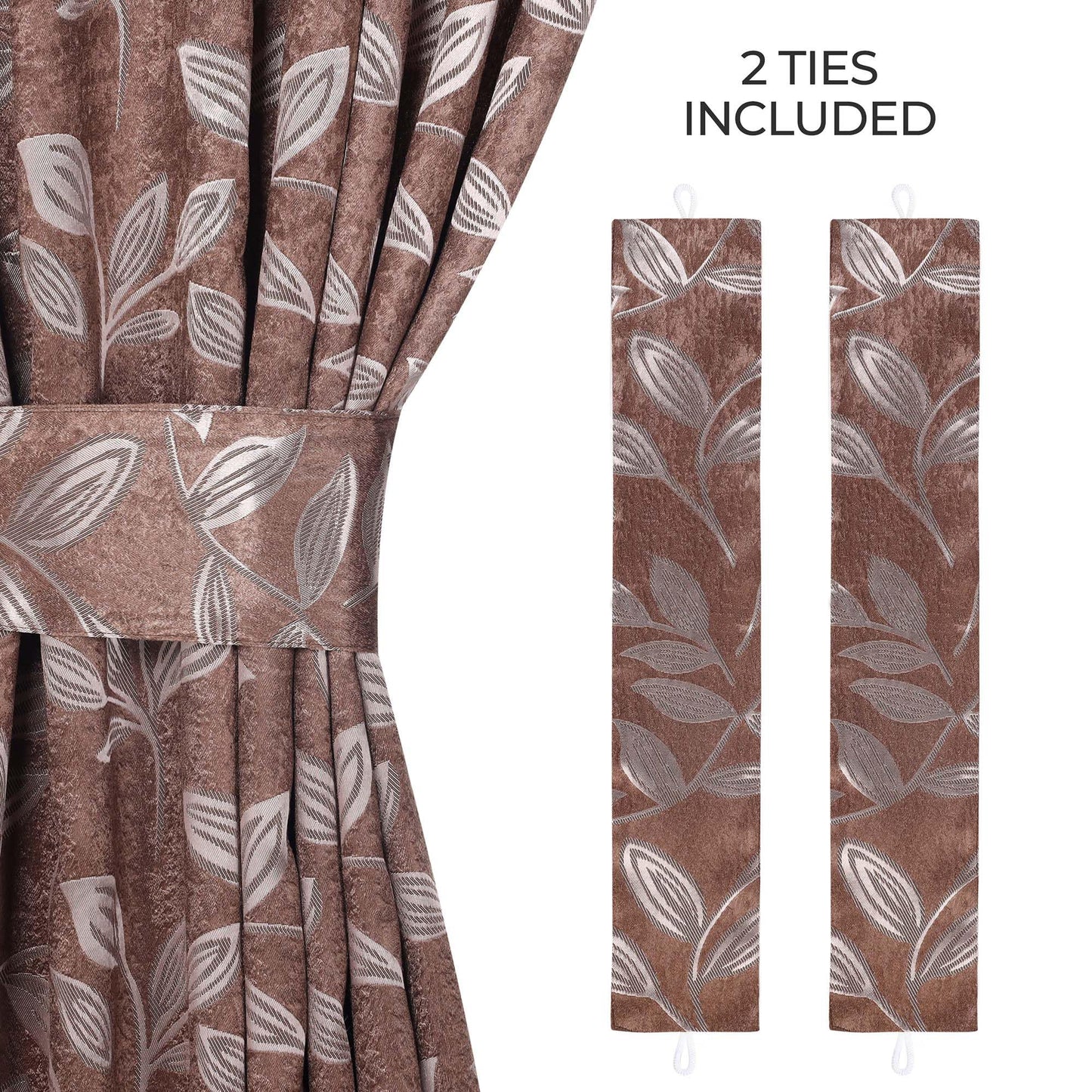 Superior Blackout Curtains, Room Darkening, Bedroom, Drapes, Kitchen, Living Room Window Accents, Sun Blocking, Thermal, 2 Pack, Leaves Blackout Back Tab Curtains, Set of 2, 52" x 96", Copper