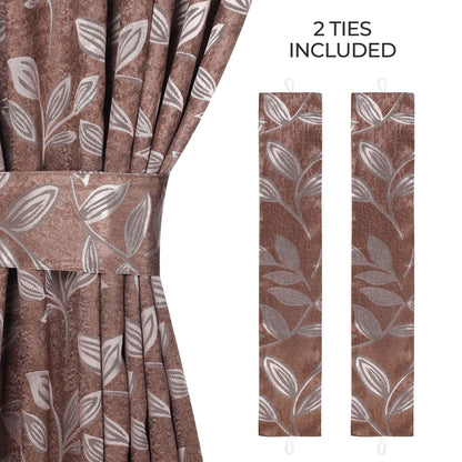 Superior Blackout Curtains, Room Darkening, Bedroom, Drapes, Kitchen, Living Room Window Accents, Sun Blocking, Thermal, 2 Pack, Leaves Blackout Back Tab Curtains, Set of 2, 52" x 96", Copper