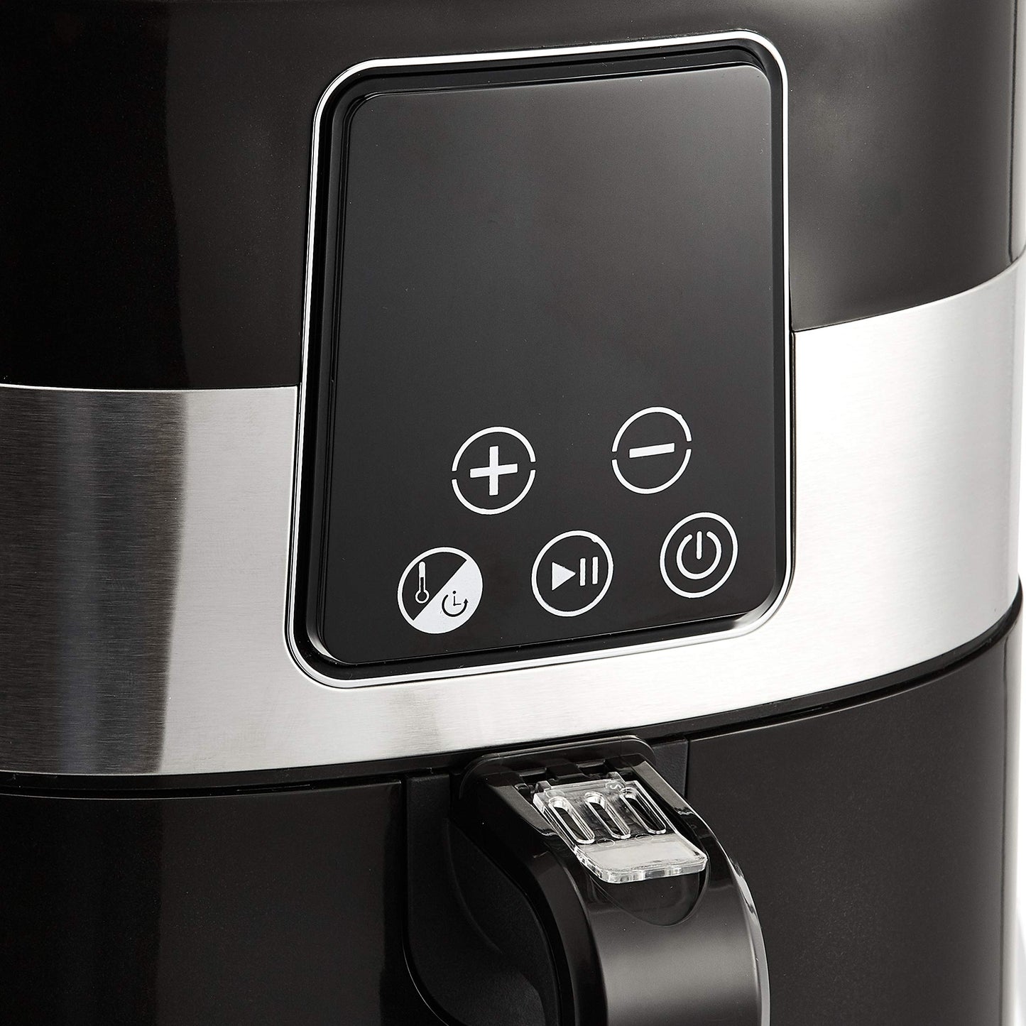 Amazon Basics 3.2 Quart 6-In-1 Digital Air Fryer with Non-Stick Basket, Timer, Auto Shut-Off, Touch Screen, 1400W, 180-400°F Temperature Range, Black/Silver