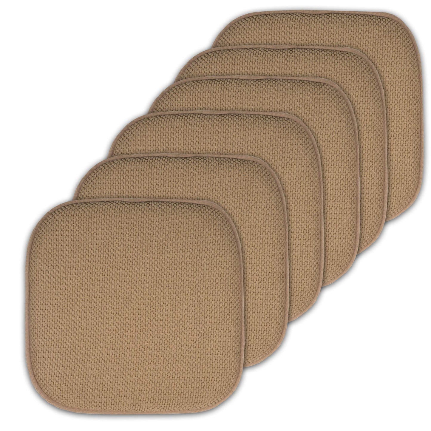Sweet Home Collection Cushion Memory Foam Chair Pads Honeycomb Nonslip Back Seat Cover 16" x 16" 6 Pack Taupe