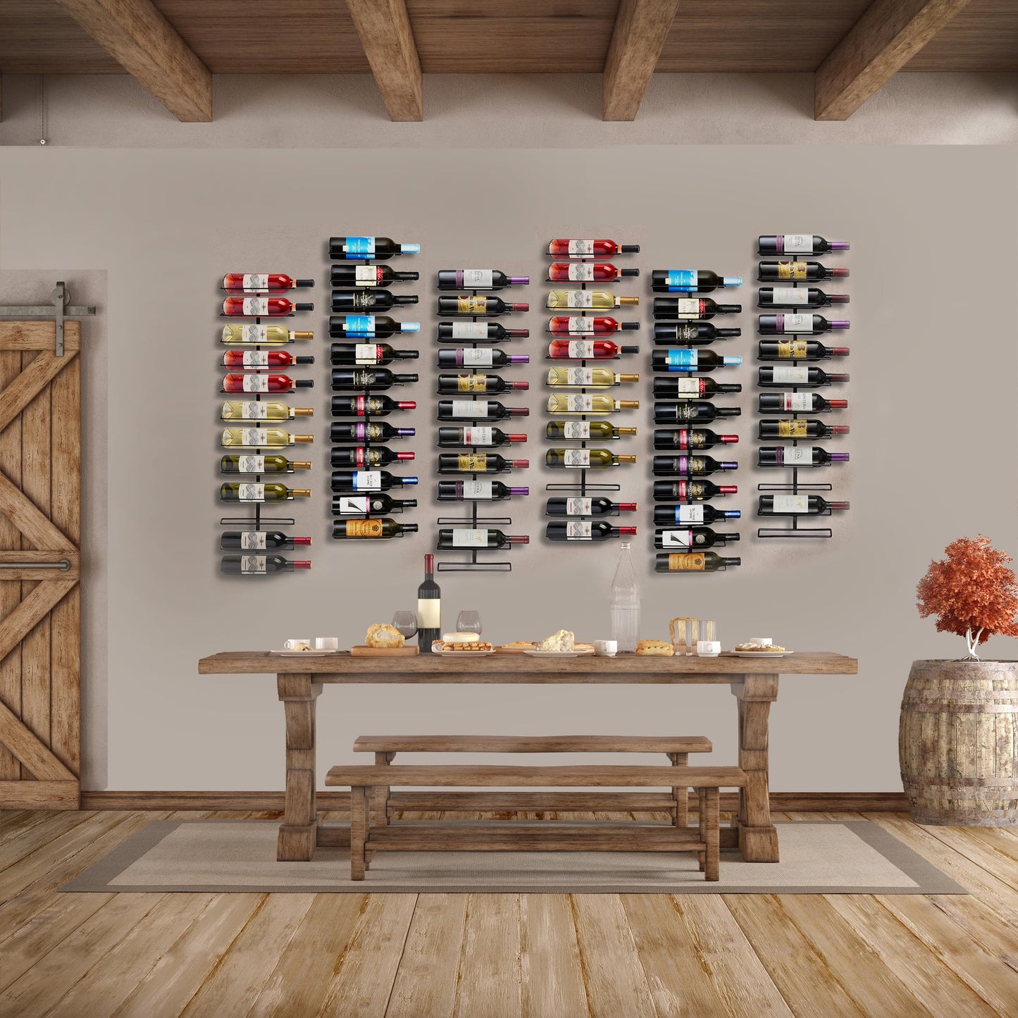 Sorbus Wall Mount Wine Rack – Holds 12 Bottles – Black Metal Wine Bottle Holder for Wall, Modern Wine Rack for Home Bar, Kitchen