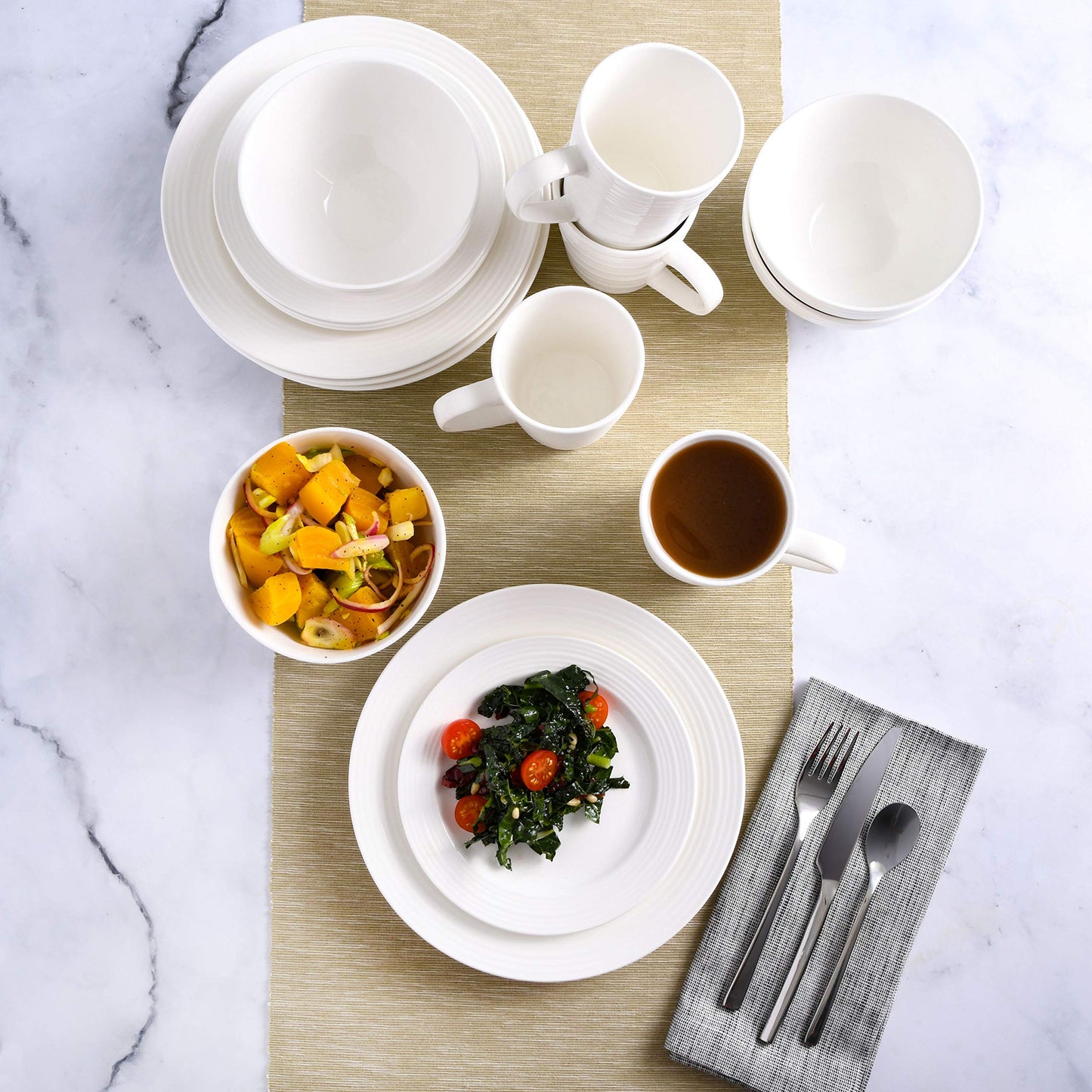 Gibson - 102504.16RM Gibson Home Amelia Court 16 Piece Dinnerware Set, White