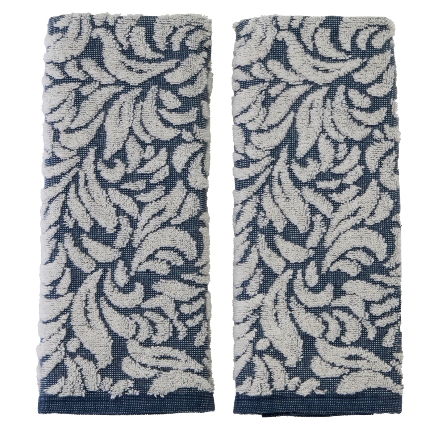 SKL Home Renan 100% Turkish Cotton Premium 2-Piece Hand Towel Set, 600 GSM, Soft & Absorbent Jacquard, Decorative for Bath/Kitchen/Bar & Gift, Blue Oxford