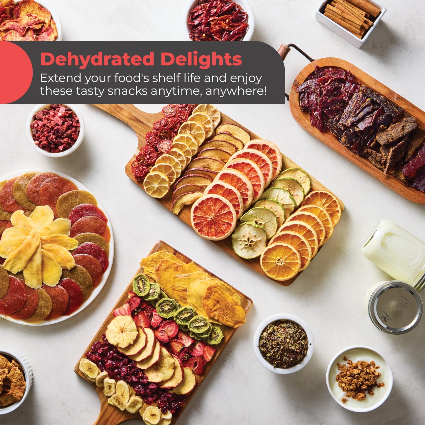 Magic Mill Food Dehydrator Machine | 5 Stackable Stainless Steel Trays, 48H Digital Adjustable Timer & Temperature Control Upto 167° Electric Dryer & Preserver for Jerky, Fruit, Dog Treats & Much More