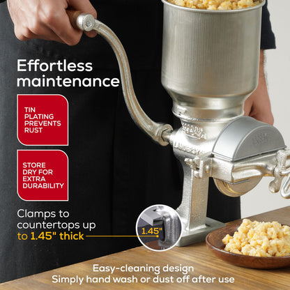 Corona Corn Grinder with High Hopper, Grain Mill, Manual Grinder For Corn, Rice, Soybeans, Pepper, Chickpeas, Cast Iron Wheat Grinder For Domestic Use