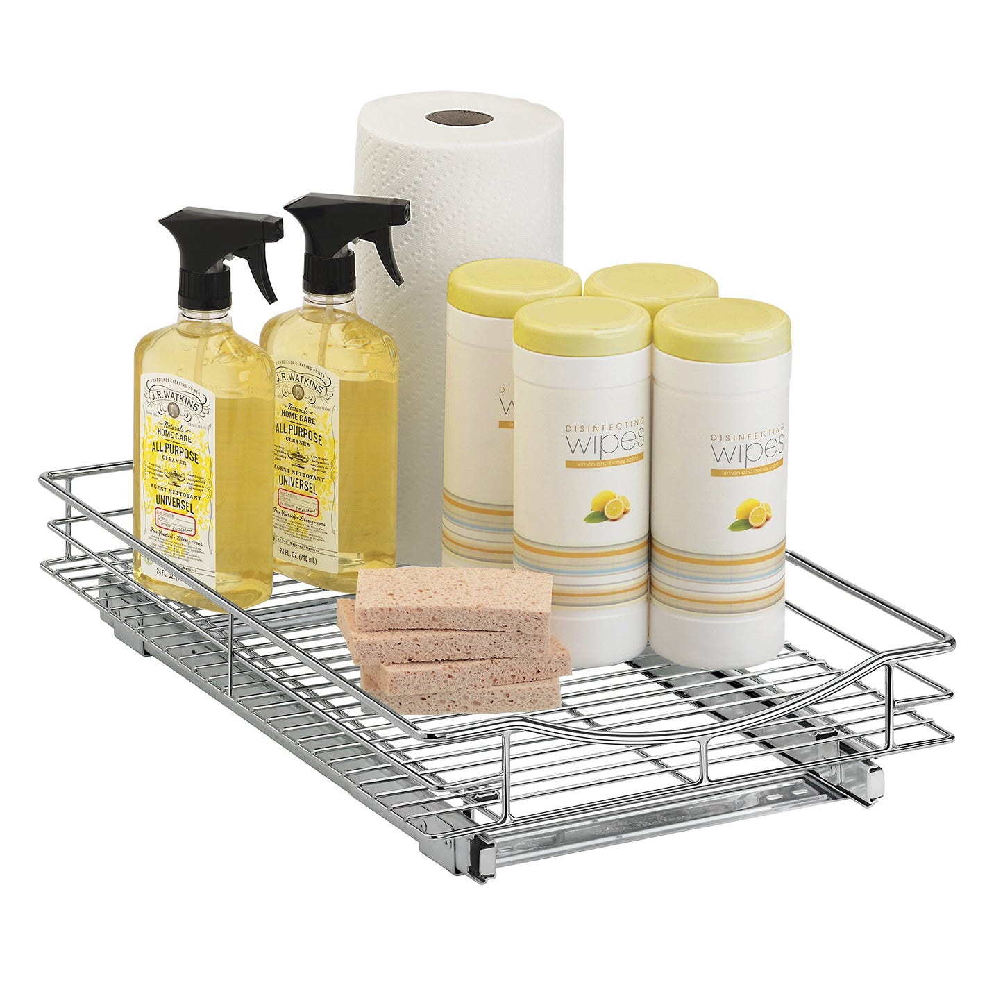 LYNK PROFESSIONAL® Pull Out Cabinet Organizer, 14" x 21" Slide Out Cabinet Organizer Pull Out Drawer – Pull Out Shelves for Kitchen Cabinets – Under Sink Organizers - Lifetime Ltd. Warranty, Chrome