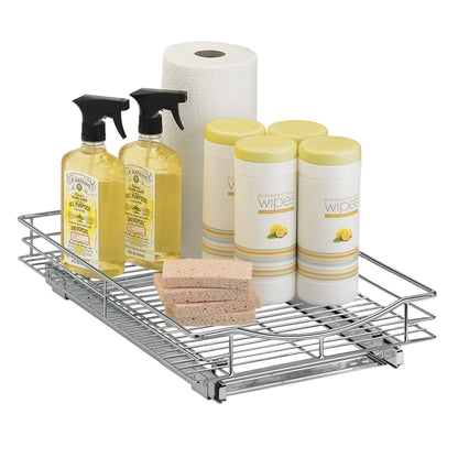 LYNK PROFESSIONAL® Pull Out Cabinet Organizer, 14" x 21" Slide Out Cabinet Organizer Pull Out Drawer – Pull Out Shelves for Kitchen Cabinets – Under Sink Organizers - Lifetime Ltd. Warranty, Chrome
