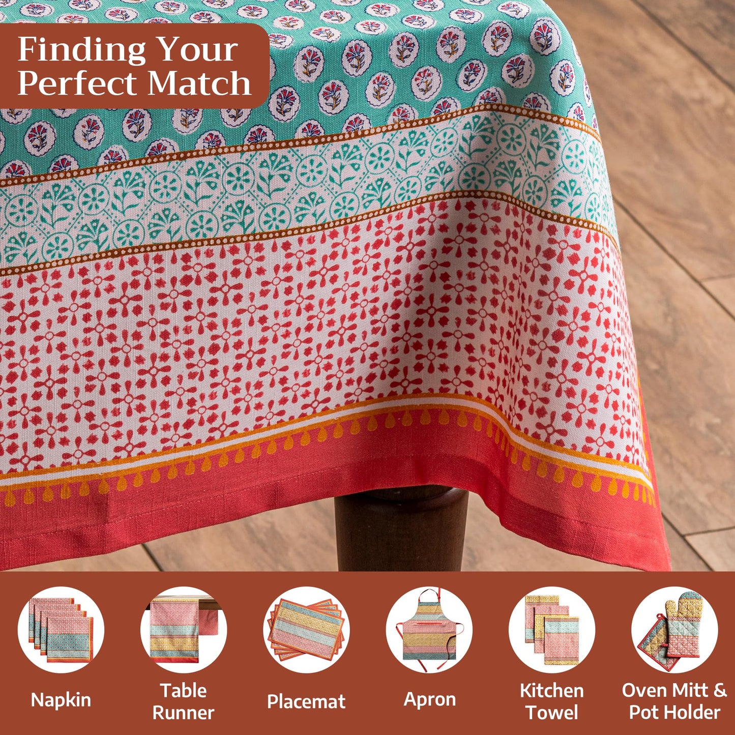Maison d' Hermine Table Cloth Square Table 100% Cotton 54 x 54 Inches Tablecloth Reusable Decorative for Dining Kitchen Room Farmhouse Home Gifts for Mothers Day Spring Summer - Provence