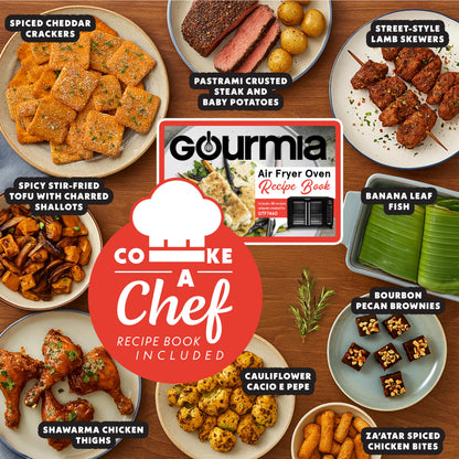 Gourmia French Door Air Fryer – 25 Qt Large Capacity Convection Oven, Fryforce 360°, Digital Display with 17 Cooking Presets, Bake, Toast, Roast, Dehydrate, Fits 12” Pizza