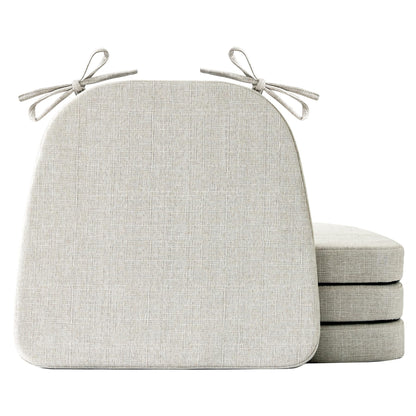 IASEAHK Chair Cushions for Dining Chairs Set of 4, Non Slip Kitchen Chair Pads, 17" x 16" x 2", Indoor Dining Chair Cushions with Ties, D-Shaped Seat Cushions for Kitchen Chairs, Beige