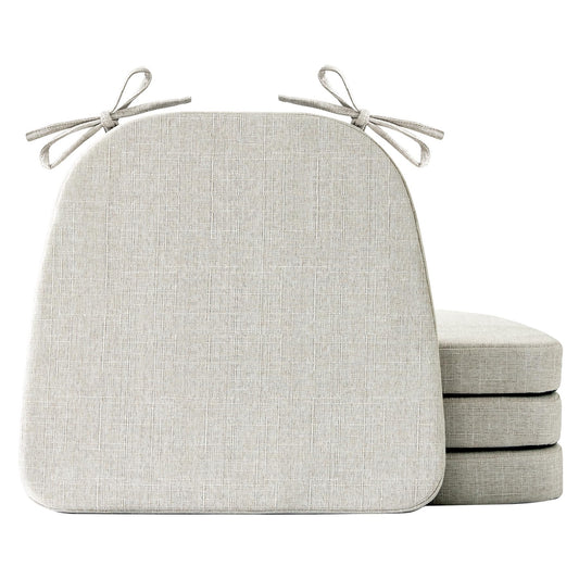 IASEAHK Chair Cushions for Dining Chairs Set of 4, Non Slip Kitchen Chair Pads, 17" x 16" x 2", Indoor Dining Chair Cushions with Ties, D-Shaped Seat Cushions for Kitchen Chairs, Beige