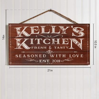 Artblox Personalized Kitchen Signs Custom Wood Sign Printed On Real Pine Wood Kitchen Wall Decor Personalized Gifts For Wife Christmas Gift Ideas Rustic Home Decor Customized Gifts