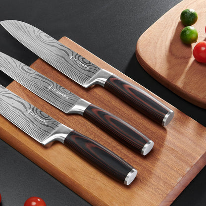 ifomaps 15-Piece Knife Set with Block for Kitchen, with Built-In Sharpener, Stainless Steel Ultra Sharp Blades, Ergonomic Pakkawood Handle, Essentials Chef Knives Set