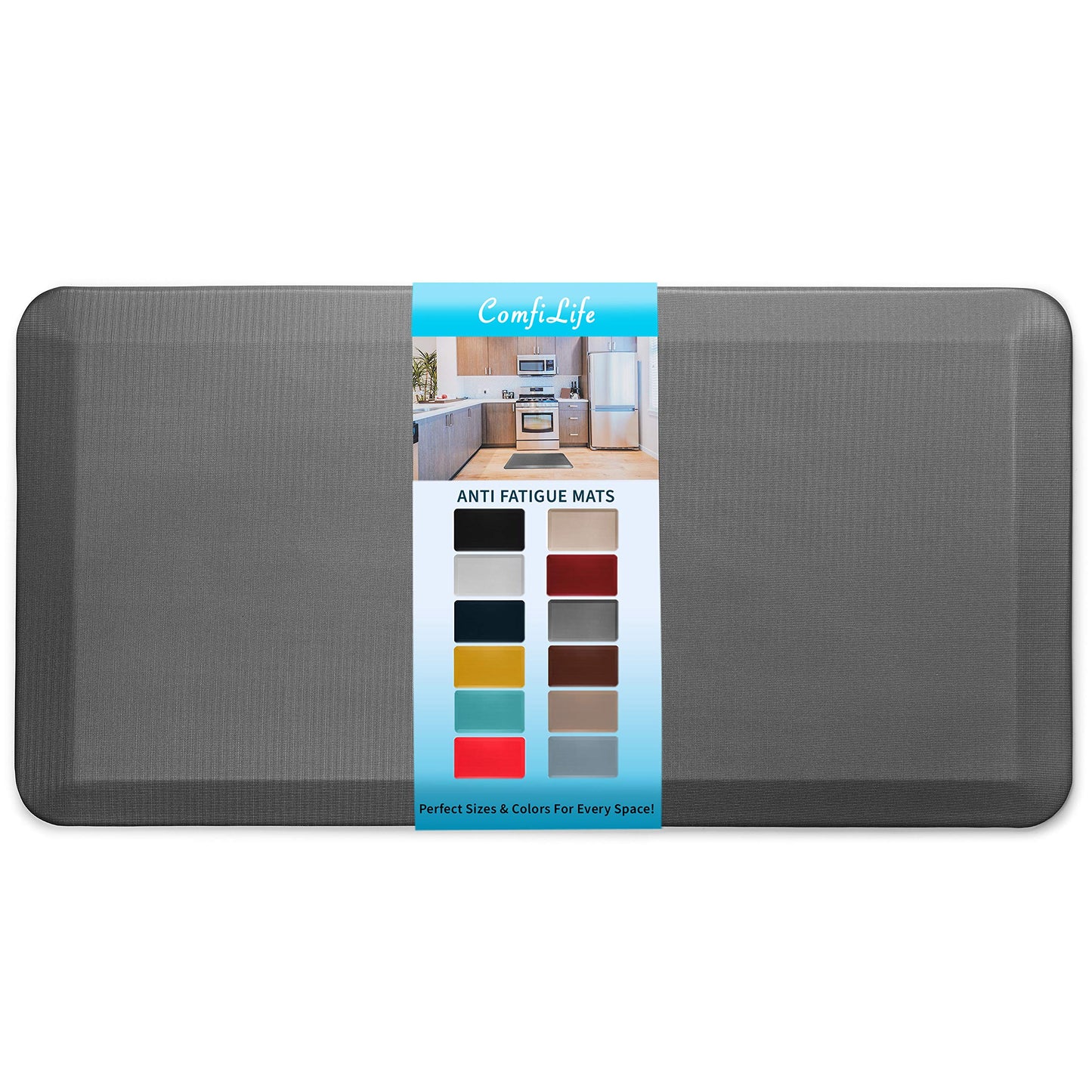 ComfiLife Anti Fatigue Floor Mat – 3/4 Inch Thick Kitchen Mats for Floor, Standing Desk Mat, Kitchen Rug – Comfort at Home, Office – Durable – Stain Resistant – Non-Slip Bottom (20" x 39", Charcoal)