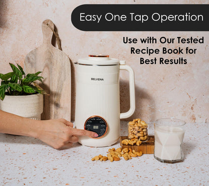 BELVENA All-In-One Bundle Nut Milk Maker Machine – Includes 4 Storage Bottles, Labels & Measuring Set 32oz Capacity 8 in 1 Function Soy Milk Maker Machine Automatic Stainless Steel Almond Nut Oat Rice