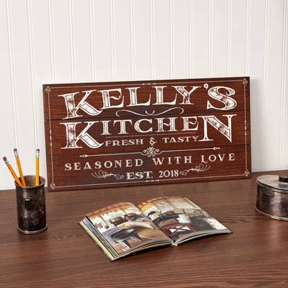 Artblox Personalized Kitchen Signs Custom Wood Sign Printed On Real Pine Wood Kitchen Wall Decor Personalized Gifts For Wife Christmas Gift Ideas Rustic Home Decor Customized Gifts