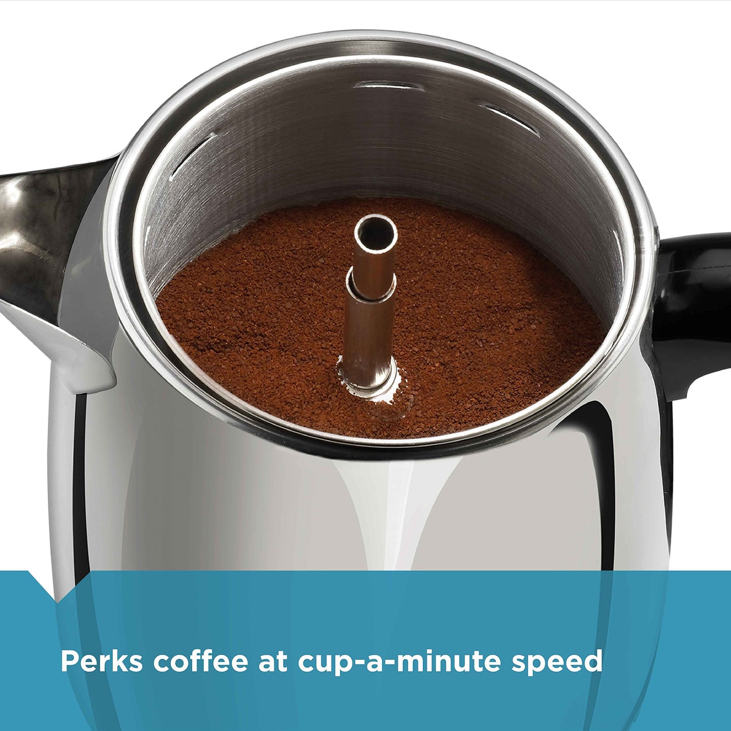 Farberware Electric Coffee Percolator, Stainless Steel Basket, Automatic Keep Warm, No-Drip Spout, 8 Cup