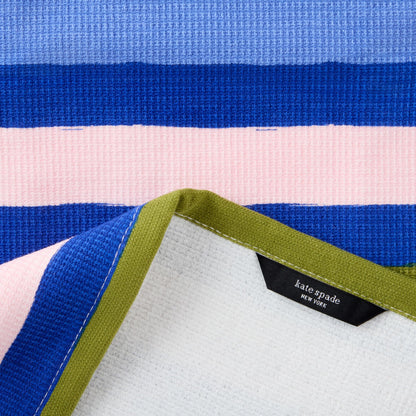 kate spade new york Painterly Bouquet & Bold Painterly Stripe Kitchen Towels 6-Pack Set, Absorbent 100% Cotton, Blue/Green/Rose, 17"X28"