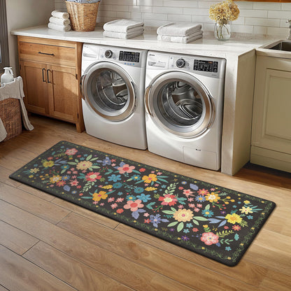 GENIMO Kitchen Mats for Floor 2PCS, Cushioned Kitchen Rugs Non Slip Washable, Farmhouse Anti Fatigue Mat Waterproof, Comfort Standing Mat Rug for Laundry, Office, Home, Sink, 23.6"x71"+20"x32", Black