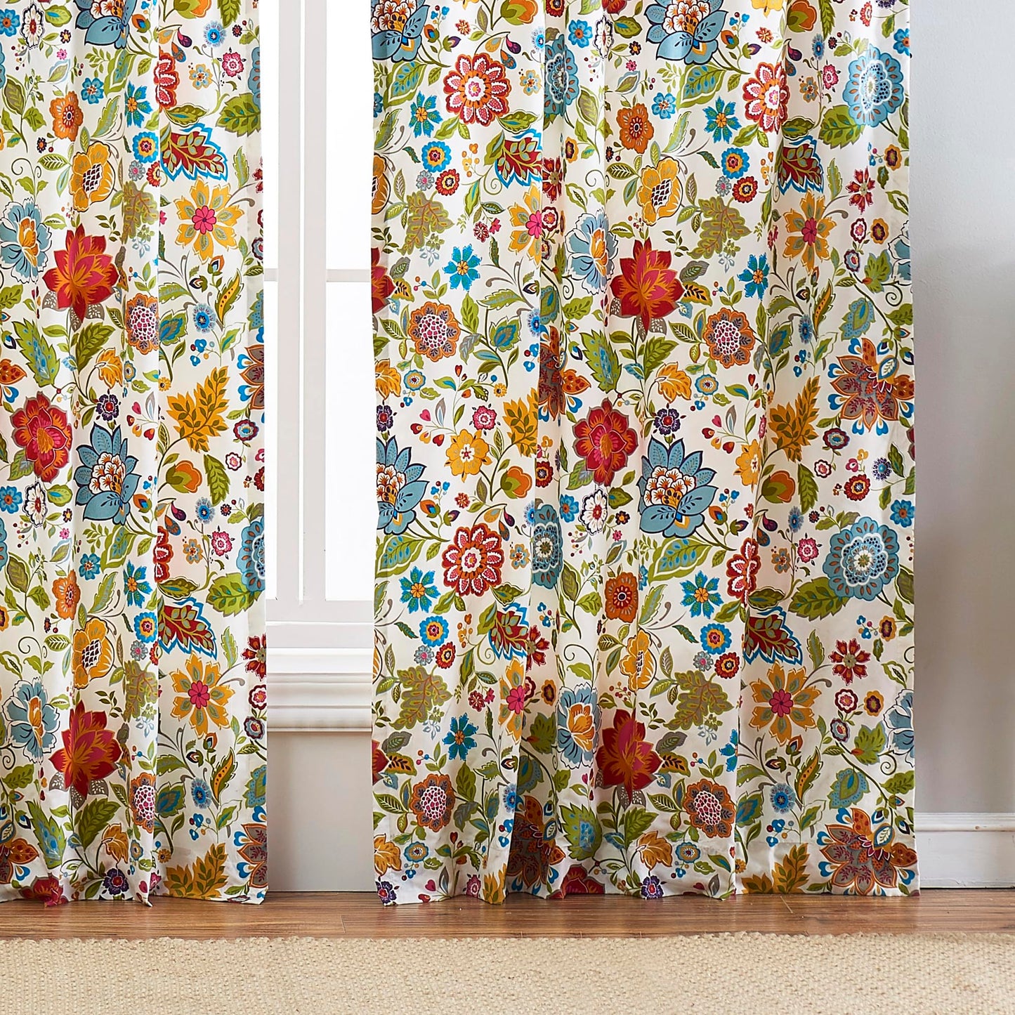 Greenland Home Astoria Semi-Sheer Curtain Panels, Set of 2, Lined, with Tiebacks, 95 L x 42 W (x2), White
