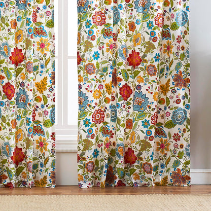 Greenland Home Astoria Semi-Sheer Curtain Panels, Set of 2, Lined, with Tiebacks, 95 L x 42 W (x2), White