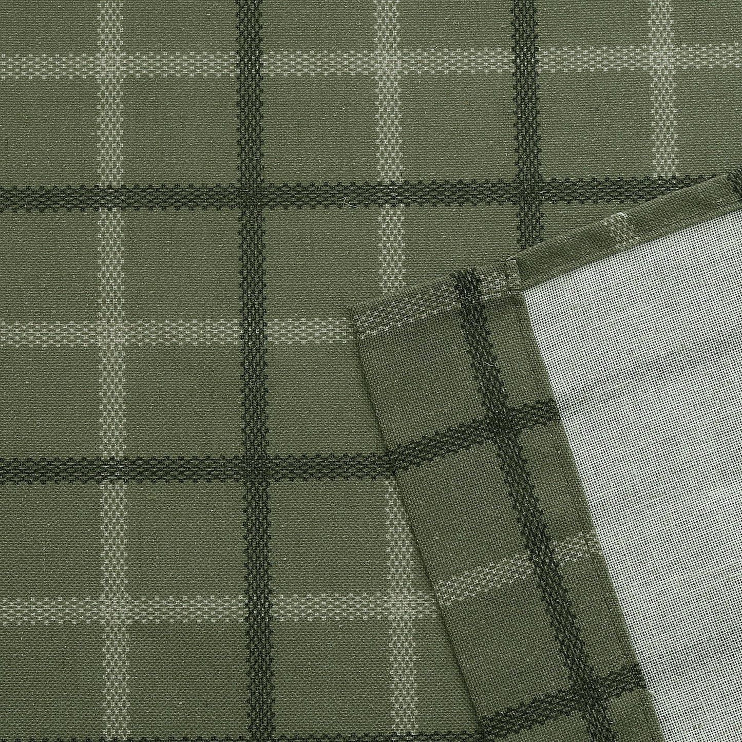 RYB HOME Green Plaid Curtains for Living Room Dining Room, Linen Blend Light Filtering Semi-Sheer Privacy Farmhouse Checkered Window Treatment for Kitchen Bedroom, W52 x L96 Inch, 2 Panels
