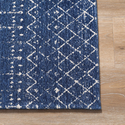 Moroccan Runner Kitchen Non Slip Vintage Hallway Rug, Washable Small Kitchen Area Rug Laundry Room Carpet for Entryway Bedroom Bathroom (2.3'x8.9', Dark Blue)
