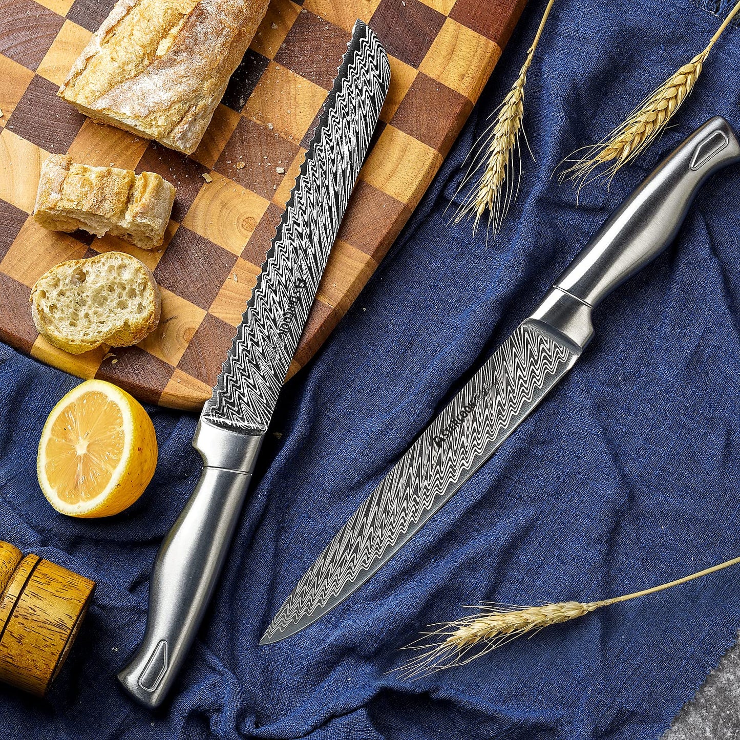 Astercook Knife Set, 15-Piece Kitchen Knife Set with Block, Built-in Knife Sharpener, German Stainless Steel Knife Block Set, Dishwasher Safe, Mothers Day Gifts